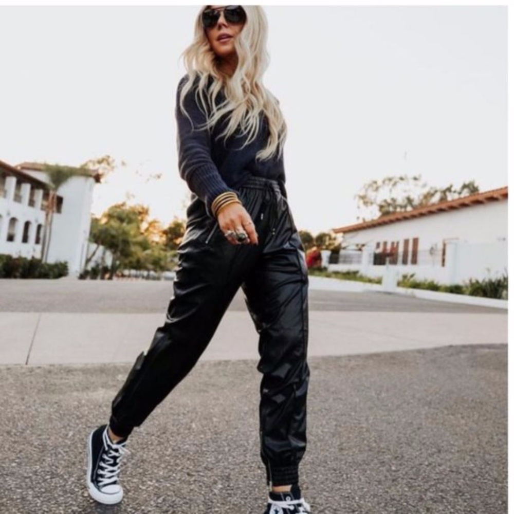 BlankNYC Running Wild Faux Leather Joggers 26